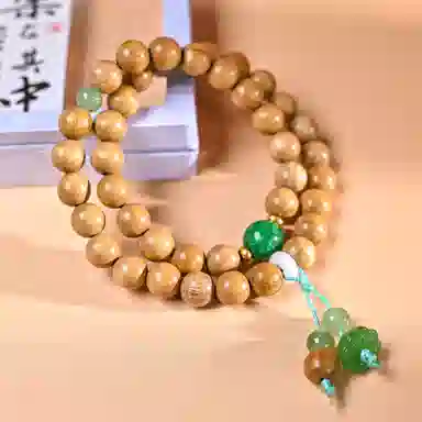 物㯖 八方来财诸事顺遂平安喜乐招财进宝国潮中式双圈文玩手链轻奢简约佛珠念珠考试上岸送礼盒#好运 奶香木 手串 男女同款情侣款