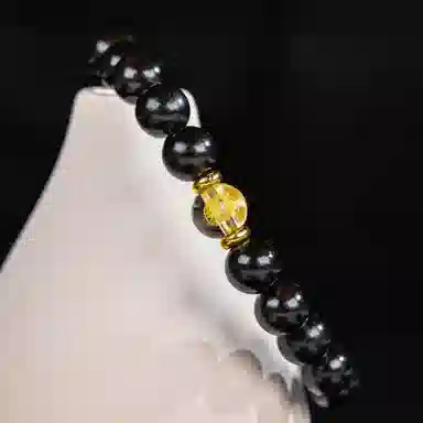 物㯖 五路财神财源滚滚多彩琉璃新中式国潮紫光檀诸事顺利招财进宝纳福转运珠百搭送礼平安好运檀木饰品 黑檀 木作手串 男女同款情侣款