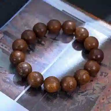 物㯖 国潮新中式文玩佛珠手链复古文艺民族风百搭纳福转运珠基础款单圈紫檀绿檀盘玩沉香木质念珠送礼盒 檀木 木作手串 男女同款情侣款