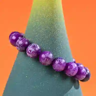 物㯖 国潮雕刻六字真言浅紫冰飘花佛珠招财纳福考试考研上岸绕指柔文艺民族风转运手持 好运 白玉菩提 手串 男女同款情侣款