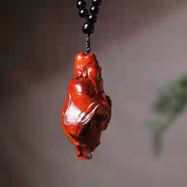 一念之间 物㯖 新中式国潮手工精雕盘玩挂件轻奢高级感车载挂饰随身把玩件招财进宝平安顺遂送礼盒#好运 檀木 木作把件 男女同款情侣款