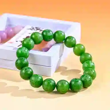 物㯖 国潮雕刻六字真言浅紫冰飘花佛珠招财纳福考试考研上岸绕指柔文艺民族风转运手持 好运 白玉菩提 手串 男女同款情侣款