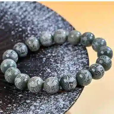 物㯖 国潮雕刻六字真言浅紫冰飘花佛珠招财纳福考试考研上岸绕指柔文艺民族风转运手持 好运 白玉菩提 手串 男女同款情侣款