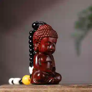 一念之间 物㯖 新中式国潮手工精雕盘玩挂件轻奢高级感车载挂饰随身把玩件招财进宝平安顺遂送礼盒#好运 檀木 木作把件 男女同款情侣款