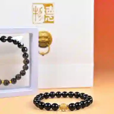 物㯖 五路财神财源滚滚多彩琉璃新中式国潮紫光檀诸事顺利招财进宝纳福转运珠百搭送礼平安好运檀木饰品 黑檀 木作手串 男女同款情侣款