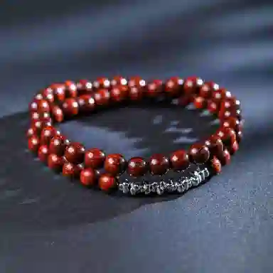 物㯖 小众设计双圈碎银几两文玩新中式轻奢高级感佛珠诸事顺遂平安喜乐八方来财盘玩念珠#寓意好物 血檀 木作手串 男女同款情侣款