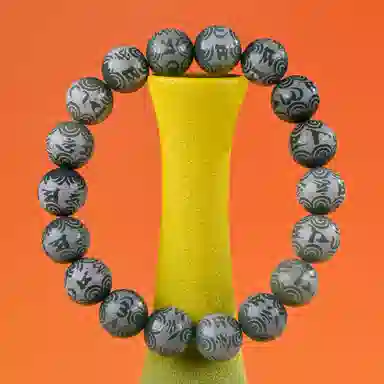 物㯖 国潮雕刻六字真言浅紫冰飘花佛珠招财纳福考试考研上岸绕指柔文艺民族风转运手持 好运 白玉菩提 手串 男女同款情侣款