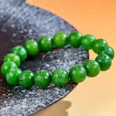 物㯖 国潮雕刻六字真言浅紫冰飘花佛珠招财纳福考试考研上岸绕指柔文艺民族风转运手持 好运 白玉菩提 手串 男女同款情侣款