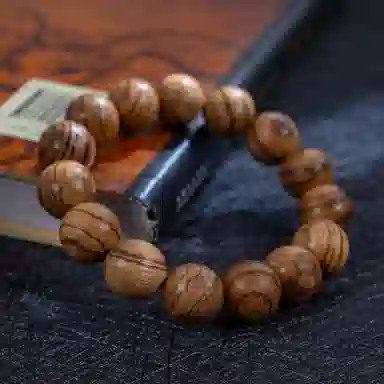 物㯖 国潮新中式文玩佛珠手链复古文艺民族风百搭纳福转运珠基础款单圈紫檀绿檀盘玩沉香木质念珠送礼盒 檀木 木作手串 男女同款情侣款