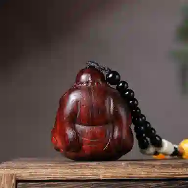 一念之间 物㯖 新中式国潮手工精雕盘玩挂件轻奢高级感车载挂饰随身把玩件招财进宝平安顺遂送礼盒#好运 檀木 木作把件 男女同款情侣款