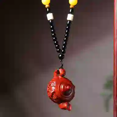 物㯖 国潮手工精雕盘玩挂件中式轻奢高级感车载挂饰招财进宝财源滚滚诸事顺遂随身把玩工艺品#寓意好物 檀木 把件 男女同款情侣款