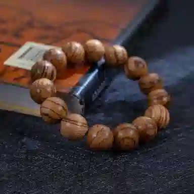 物㯖 国潮新中式文玩佛珠 复古文艺民族风 百搭 招财纳福 转运珠基础款单圈盘玩木质念珠 檀木 手串 男女同款情侣款