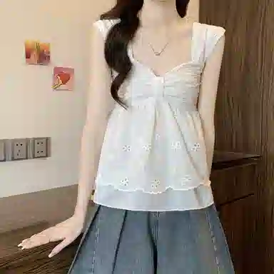 水中花 甜美韩版百搭娃娃上衣吊带 女款