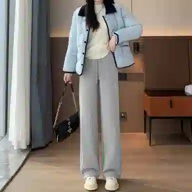 水中花 加绒直筒加厚保暖宽松舒适简约休闲裤 女款