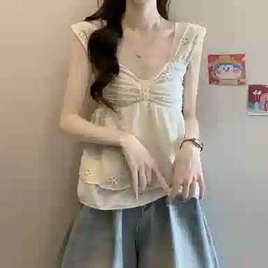 水中花 甜美韩版百搭娃娃上衣吊带 女款