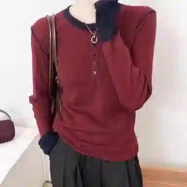 水中花 秋款打底套头休闲时尚舒适长袖针织衫 女款