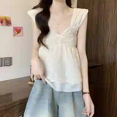 水中花 甜美韩版百搭娃娃上衣吊带 女款