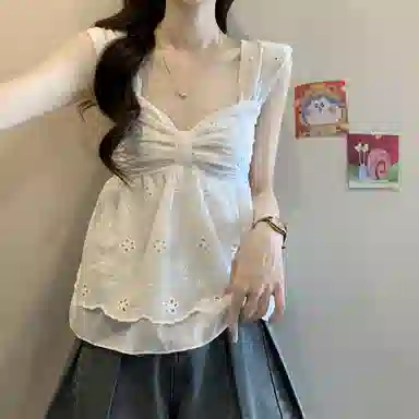 水中花 甜美韩版百搭娃娃上衣吊带 女款