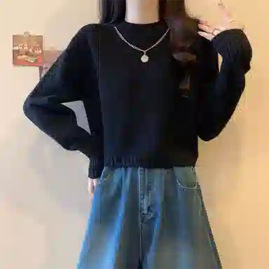 水中花 洋气加厚短款气质针织衫 女款