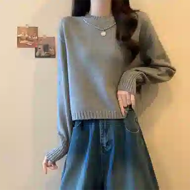 水中花 洋气加厚短款气质针织衫 女款
