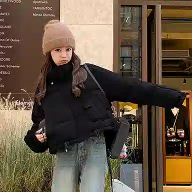 水中花 短款收腰立领棉服 女款