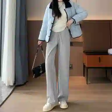 水中花 加绒直筒加厚保暖宽松舒适简约休闲裤 女款