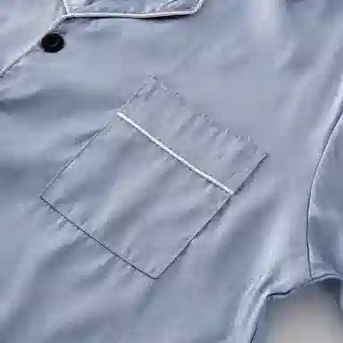 夏芬妍 休闲高级人字纹冰丝翻领舒适亲肤宽松凉感短袖三件套时尚简约可外穿家居服 睡衣套装 男女同款