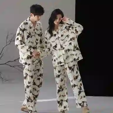 夏芬妍 时尚轻盈舒适柔软休闲亲肤长袖长裤可外穿家居服睡衣套装 男女同款