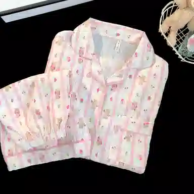 夏芬妍 可爱卡通条纹蛋糕小熊云朵棉短袖短裤家居服柔软舒适休闲可外穿睡衣套装 女款