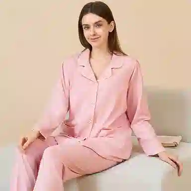 夏芬妍 舒适柔软黄边翻领孕期月子服家居服简约亲肤休闲长袖长裤可外穿睡衣套装 女款