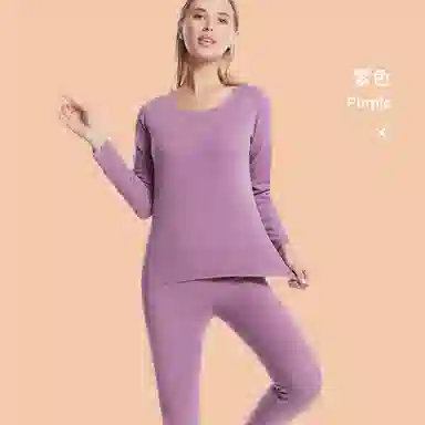夏芬妍 柔软舒适亲肤轻盈双面磨毛无痕打底睡衣纯色秋衣秋裤秋冬保暖套装 女款