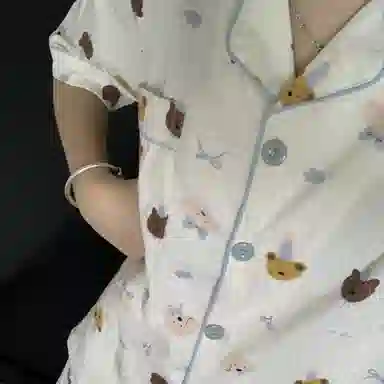 夏芬妍 柔软舒适派对萌宠云朵棉开衫家居服亲肤休闲短袖短裤时尚可外穿睡衣套装 女款 杏色