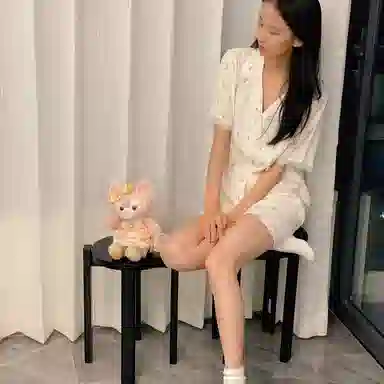 夏芬妍 甜美柔软舒适郁金香蕾丝花边云朵棉翻领家居服亲肤休闲短袖三件套时尚可外穿睡衣套装 女款 杏色