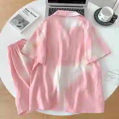 夏芬妍 简约甜美晕染翻领云朵棉短袖短裤家居服柔软舒适休闲可外穿夏季睡衣套装 女款