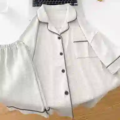 夏芬妍 简约休闲舒适时尚纯色纯棉翻领家居服亲肤宽松短袖短裤可外穿睡衣套装 女款