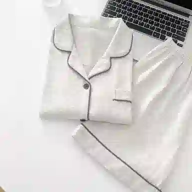 夏芬妍 简约休闲舒适时尚纯色纯棉翻领家居服亲肤宽松短袖短裤可外穿睡衣套装 女款