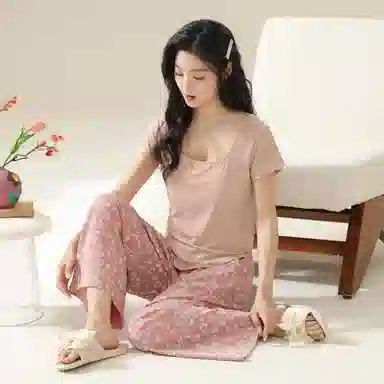 夏芬妍 时尚舒适休闲纯色印花可外穿睡衣套装 女款