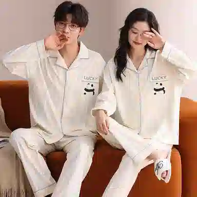 夏芬妍 柔软舒适条纹熊猫纯棉翻领家居服休闲舒适短袖短裤时尚可外穿 睡衣套装 男女同款