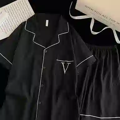 夏芬妍 简约舒适纯色翻领云朵棉短袖短裤家居服柔软休闲可外穿夏季睡衣套装 男款