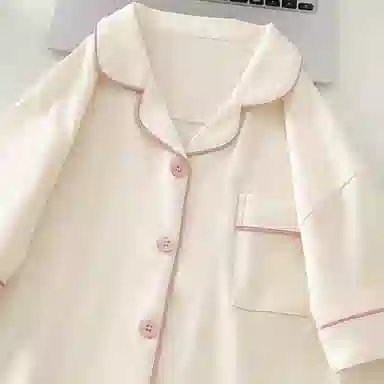 夏芬妍 简约休闲舒适时尚纯色纯棉翻领家居服亲肤宽松短袖短裤可外穿睡衣套装 女款