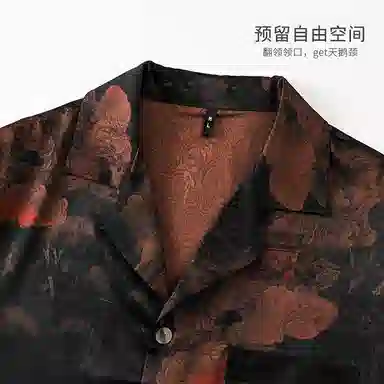 夏芬妍 高级感轻奢复古宫廷风印花冰雪丝翻领舒适家居服休闲短袖短裤凉感时尚可外穿夏季睡衣套装 男款