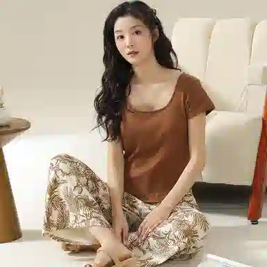 夏芬妍 时尚舒适休闲纯色印花可外穿睡衣套装 女款