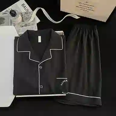 夏芬妍 简约舒适纯色翻领云朵棉短袖短裤家居服柔软休闲可外穿夏季睡衣套装 男款