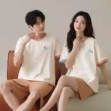 夏芬妍 柔软舒适卡通小狗纯棉圆领家居服亲肤休闲短袖短裤时尚可外穿夏季睡衣套装 男女同款
