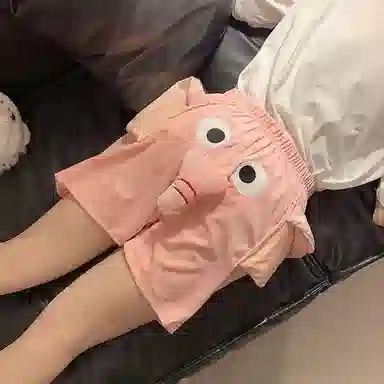 夏芬妍 柔软舒适毛绒绒搞怪大象鼻子吱吱叫家居服休闲大码短裤睡裤 男女同款 蓝色
