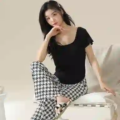 夏芬妍 时尚舒适休闲纯色印花可外穿睡衣套装 女款