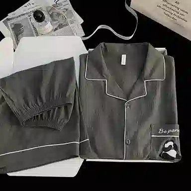 夏芬妍 简约舒适纯色翻领云朵棉短袖短裤家居服柔软休闲可外穿夏季睡衣套装 男款