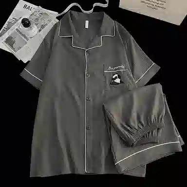 夏芬妍 简约舒适纯色翻领云朵棉短袖短裤家居服柔软休闲可外穿夏季睡衣套装 男款