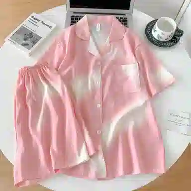 夏芬妍 简约甜美晕染翻领云朵棉短袖短裤家居服柔软舒适休闲可外穿夏季睡衣套装 女款