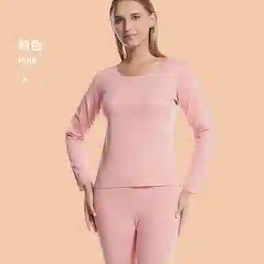 夏芬妍 柔软舒适亲肤轻盈双面磨毛无痕打底睡衣纯色秋衣秋裤秋冬保暖套装 女款